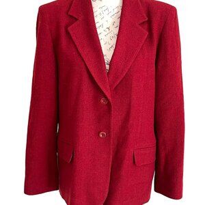 Vintage Pendleton Suit Blazer Red Wool Two Button Made In The USA Petite 16P 80s